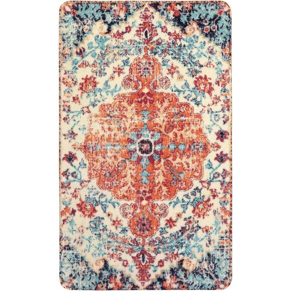 Lahome Bohemian Floral Medallion Area Rug-2x3 Oriental Distressed Small Bath - Picture 2 of 6